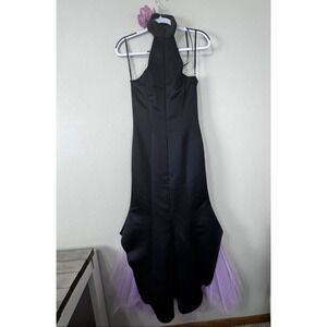 Jessica McClintock for Gunne Sax Black Halter Lavender Tulle Train Formal USA 5